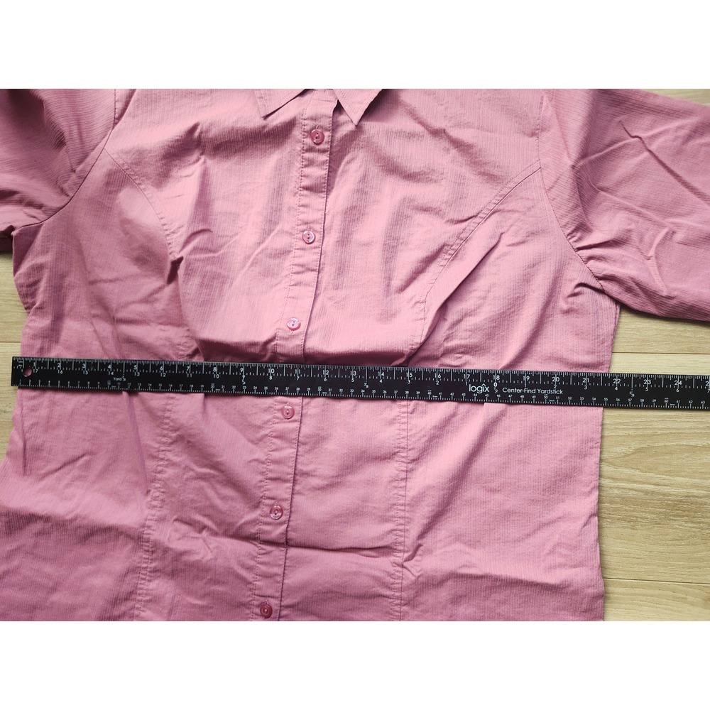 Apostrophe Stretch Pink Button Up Blouse Lace Up Tie Cuffs Plus Size 16W - Picture 8 of 9